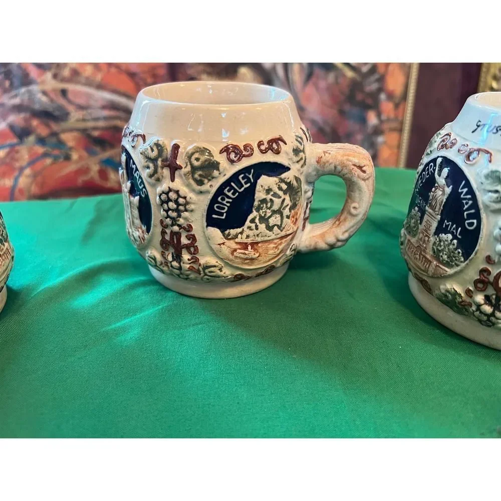Vintage GERZ West Germany Small Mugs Set of 3 Scenic German Steins